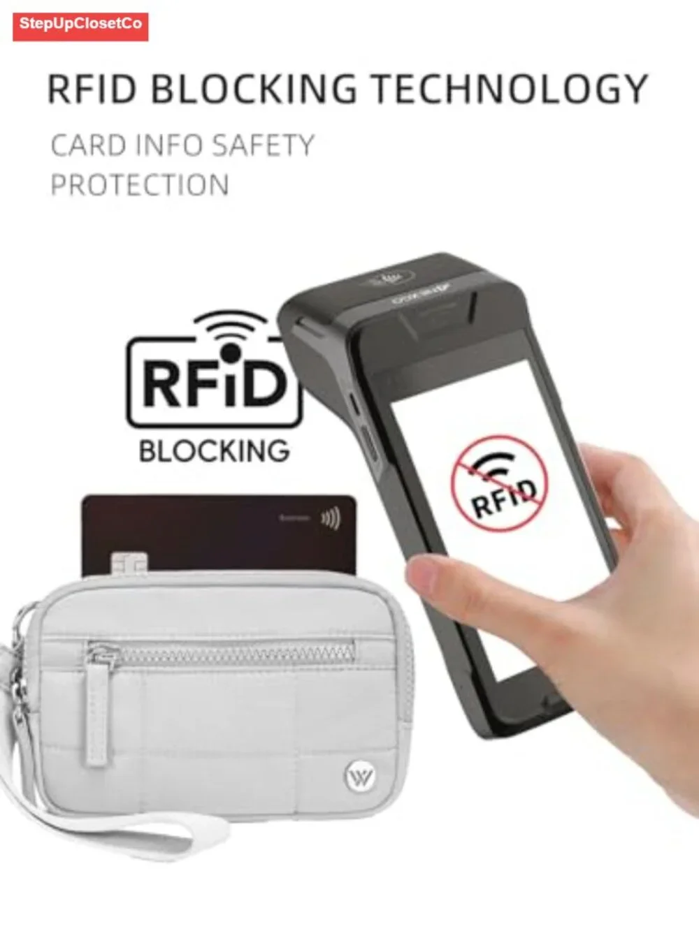 RFID Blocking Quilted Nylon Wristlet Wallet for Women, Phone Wallet with Card